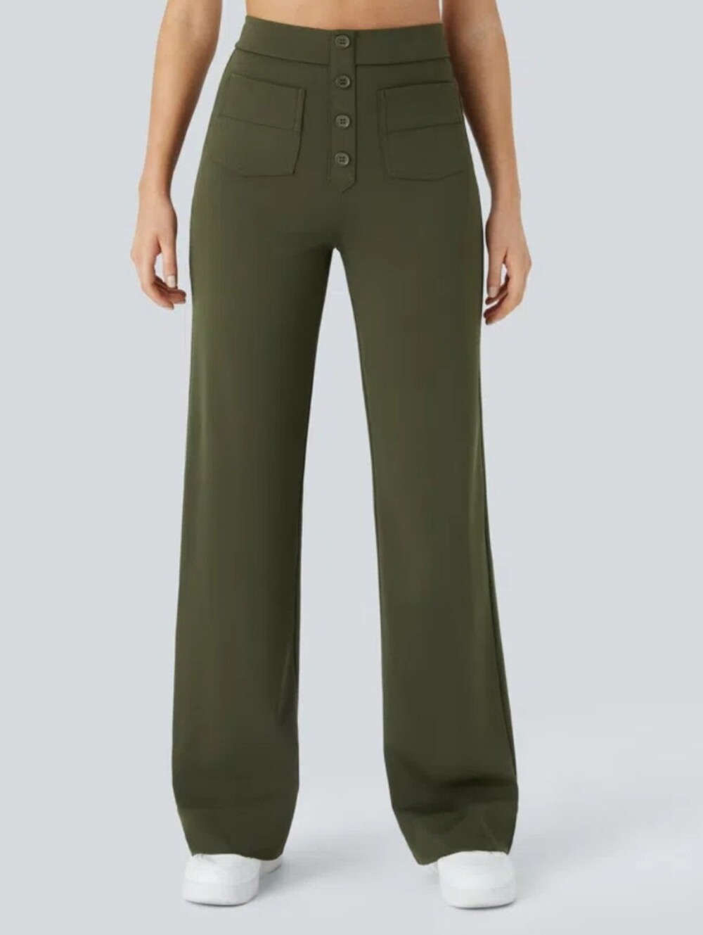 Halara High-Waisted Wide Leg Pants in Olive Green